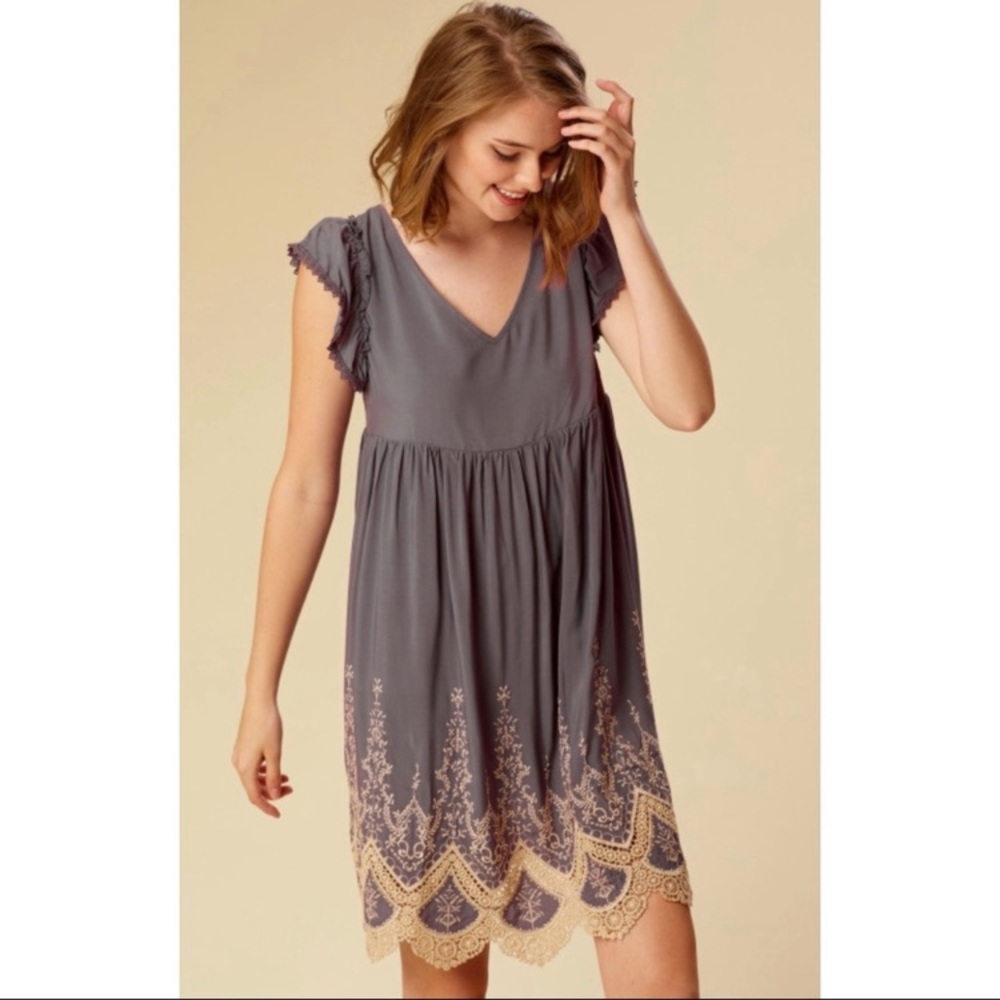 Altar’d State plum and cream lace dress